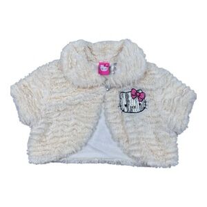 Hello Kitty Faux Fur Cream Sequin Bolero Jacket Size Girls Medium 7/8